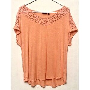 Apt 9 Light Orange Peach Shirt T-Shirt Lace XL Women’s Ladies